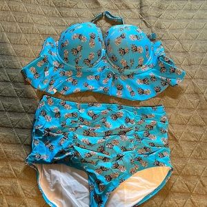 Blue Pineapple 2Piece Torrid Bathing Suit